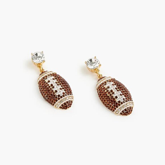 J. Crew Pavé Football Earrings/NWT - Picture 2 of 10